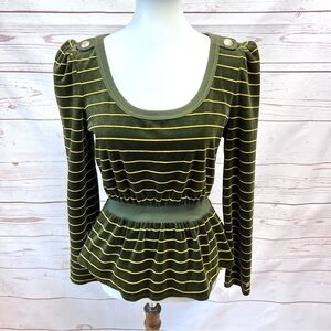 Rare Juicy Couture Metallic Velvet Striped Military Peplum Top